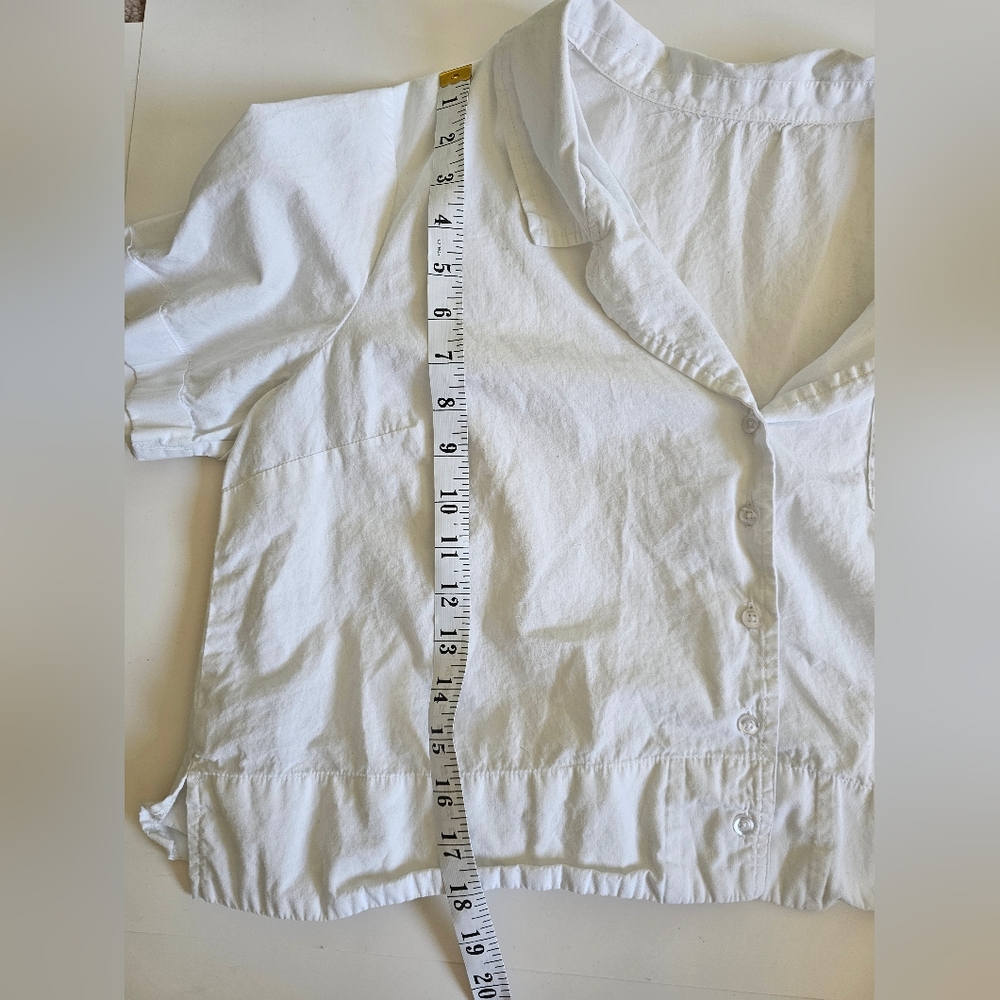 White Button-Up Women's Crop Top S basic - Picture 4 of 4